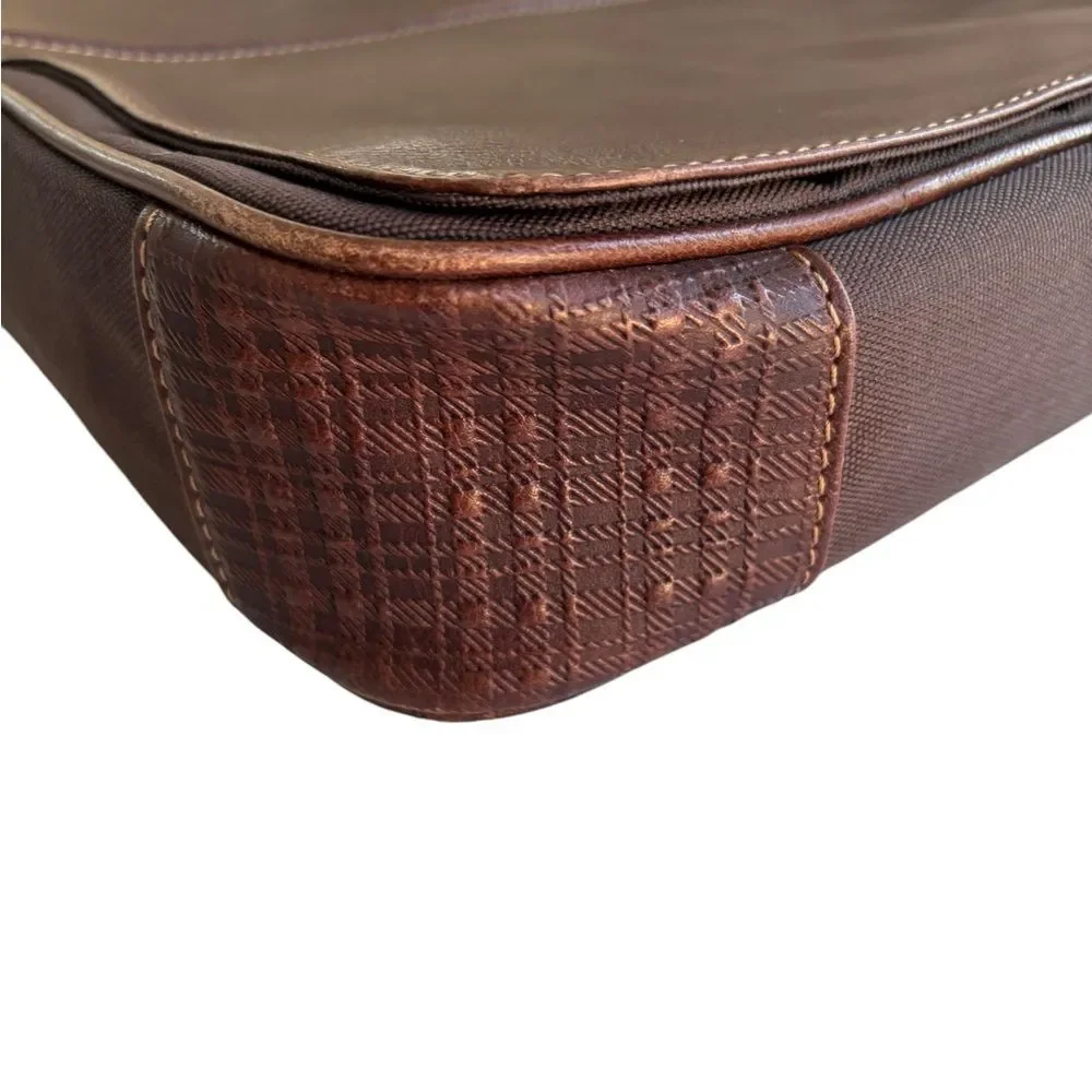 Boconi Brown Leather Laptop Bag w/RFID Pocket